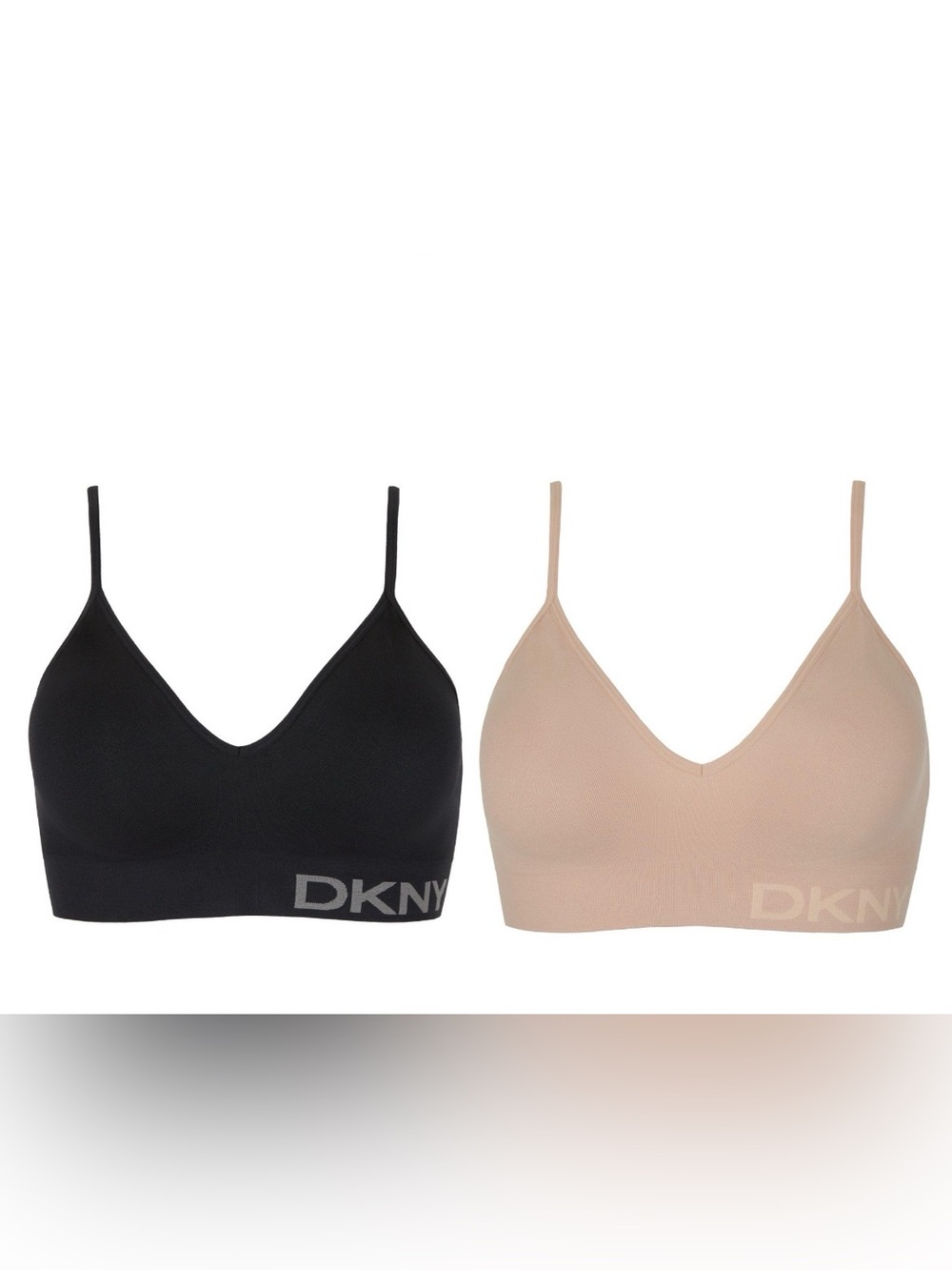 DKNY Black and Nude Seamless Wireless Bralette Set